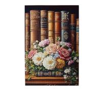 Liorosa Petals & Pages Jigsaw Puzzles For Adults 1000 Pcs,Delicate Flower Nestled Among Ancient Book,Soft Color Aesthetics,Complete With Family And Friends,Exercise Hands-On Skills And Thinking