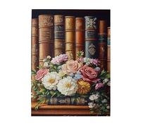 Liorosa Petals & Pages Jigsaw Puzzles For Adults 500 Pcs,Delicate Flower Nestled Among Ancient Book,Soft Color Aesthetics,Complete With Family And Friends,Exercise Hands-On Skills And Thinking