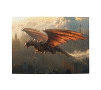 Liorosa Punk Mechanical Dragon Jigsaw Puzzles For Adults 500 Pieces, Gear-Adorned Beast Over Victorian Skyline,Vibrant And Unique Design,Exercise Hands-On Skills And Thinking,Gift For Friend