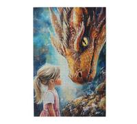 Liorosa Puzzles For Adults 1000 Pieces Dragon'S Gentle Gaze,Golden-Haired Girl & Mythical Beast In Twilight,Pieces Fit Together Perfectly,Wonderful Imagination,Gift Suitable Family Friends