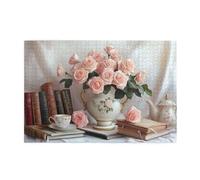 Liorosa Puzzles For Adults 1000 Pieces Elegant Flower Tea Set Study, Classic Still Life Series Wooden Puzzle,Stress Relieving Pleasure,Exercise Hands-On Skills And Thinking,Gift For Friend