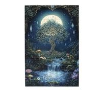 Liorosa Puzzles For Adults 1000 Pieces Fantasy Woodland,Moonbeam Illuminated Tree & Waterfall, Intricate Wooden Pieces For Adult Puzzle Lovers,Enjoy Solving Puzzles With Your Family