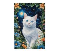 Liorosa Puzzles For Adults 1000 Pieces Moonlit Enchanted White Cat In Midnight Garden,Vibrant And Unique Design,Vibrant Colors,Suitable For Party Game Nights And Family Recreation