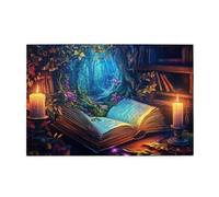 Liorosa Puzzles For Adults 1000 Pieces Mystical Open Book Revealing Forests Path, Warm Candlelight & Antique Bookshelf, Fantasy Art Wooden Jigsaw Puzzle,Brainstorming For Stress Relief