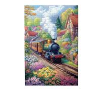 Liorosa Puzzles For Adults 1000 Pieces - Nostalgic Steam Train Through A Sea Of Blooms.Soft Color Aesthetics,Every Piece Is Unique,Relieve Stress And Enjoy The Fun Of Solving Puzzle