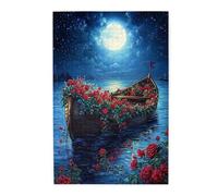 Liorosa Puzzles For Adults 1000 Pieces Romantic Rose Ark On Celestial Waters, Detailed Wooden Puzzle With Starry Sky & Petal Reflections,Wonderful Imagination,Unique And Beautiful Design