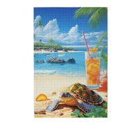 Liorosa Puzzles For Adults 1000 Pieces Sea Turtle And Colorful Oceanview Cocktail,Vibrant And Unique Design,Summer Theme Charm Gift For Friend,Enjoy The Puzzle Solving Process