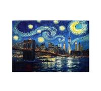 Liorosa puzzles for adults 1000 pieces urban cosmos,city lights under constellations in deep blue night, challenging nightscape wooden jigsaw puzzle,pieces fit together perfectly
