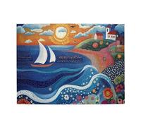 Liorosa Puzzles For Adults 500 Pcs Nautical Sunset Scene With Sailboat, Colorful Cottage Shoreline Wooden Jigsaw Puzzle,Complete With Family And Friends,Relax And Enjoy The Fun Of Solving Puzzle