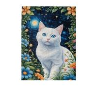 Liorosa Puzzles For Adults 500 Pieces Moonlit Enchanted White Cat In Midnight Garden,Vibrant And Unique Design,Vibrant Colors,Suitable For Party Game Nights And Family Recreation