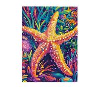 Liorosa Puzzles For Adults 500 Pieces Rainbow Depths,Sea Star With Pearlized Dots In Psychedelic Coral Forests, Challenging Underwater Scene Wooden Jigsaw Puzzle,Gifts For Friends And Family