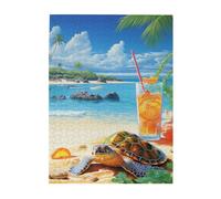 Liorosa Puzzles For Adults 500 Pieces Sea Turtle And Colorful Oceanview Cocktail,Vibrant And Unique Design,Summer Theme Charm Gift For Friend,Enjoy The Puzzle Solving Process