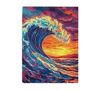 Liorosa Puzzles For Adults 500 Pieces Tempestuous Tide - A Wave'S Fiery Dance At Sunset,Pieces Fit Together Perfectly,Vibrant Colors,Unique And Beautiful Design,Gift Suitable Family Friends