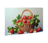 Liorosa Puzzles For Adults 500 Pieces Vibrant Strawberries In Wicker Basket With Flowers, Charming Countryside Still Life Wooden Art Puzzle,Suitable For Family Recreation,Gift For Friend