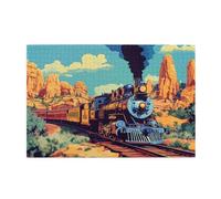 Liorosa retro steam train jigsaw puzzles 1000 pieces, through the valley of surreal colors,every piece is unique,ideal for relaxation and family fun,funny artwork for adults
