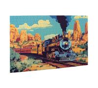Liorosa Retro Steam Train Jigsaw Puzzles 500 Pieces, Through The Valley Of Surreal Colors,Every Piece Is Unique,Ideal For Relaxation And Family Fun,Funny Artwork For Adults