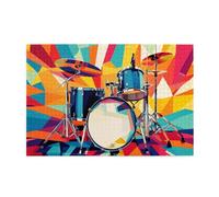 Liorosa simple drum set 1000 pieces of adult wooden puzzles,unique colors design,for music lovers,brainstorming for stress relief,enjoy the puzzle solving process,funny artwork for adults