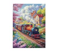 Liorosa Steam Train Journey Through A Rainbow Garden 500 Piece Puzzle For Adults. Ideal For Art & Puzzle Aficionados,Soft Color Aesthetics,Suitable For Family Recreation And Home Wall Decor
