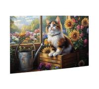 Liorosa Sunny Window Companion 500 Piece Puzzle For Adults,Cat Lounging In Flower-Filled Windowsill,Pieces Fit Together Perfectly,Suitable For Family Recreation And Wall Decor,For Cat Lovers