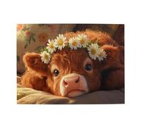 Liorosa Sweet Baby Cow Wearing Floral Crown Puzzles For Adults 500 Pieces, Detailed Fur Texture & Warm Color Palette Wooden Jigsaw Puzzles,Pieces Fit Together Perfectly,Vibrant Design