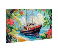Liorosa Tropical Oasis Jigsaw Puzzles For Adults 500 Pcs, Vibrant Wooden Sailboat Anchored In Blue Lakeside,Unique And Beautiful Design,Forget The Troubles Of Life,Gifts For Friends And Family