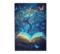 Liorosa Whimsical Library In The Woods 1000 Piece Vibrant Jigsaw Puzzle,Golden Book With Fluttering Butterflies & Night Sky Background,Whimsical Jigsaw Pieces,Gifts For Friends And Family