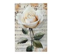 Liorosa White Rose Sheet Music Jigsaw Puzzles For Adults 1000 Pieces,Vibrant And Unique Design,Ideal For Relaxation And Family Fun,Exercise Hands-On Skills And Thinking
