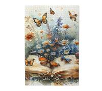 Liorosa Wings Of Knowledge Jigsaw Puzzles For Adults 1000 Pieces,Colorful Butterflies & Blossoms From Ancient Book,Vintage Classic Aesthetics,Suitable For Family Recreation And Home Wall Decor