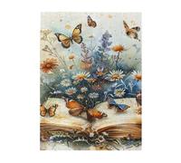 Liorosa Wings Of Knowledge Jigsaw Puzzles For Adults 500 Pieces,Colorful Butterflies & Blossoms From Ancient Book,Vintage Classic Aesthetics,Suitable For Family Recreation And Home Wall Decor