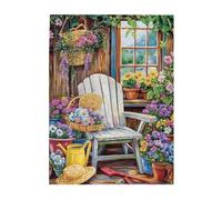 Liorosa Wooden Serenity Jigsaw Puzzles For Adults 500 Pieces, White Chair, Lush Greenery, And A Burst Of Colorful Blooms.Soft Color Aesthetics,Fun Activities For The Holidays With The Family