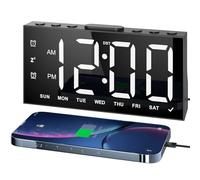 LIORQUE Digital Alarm Clocks for Bedrooms, Digital Clock with LED Display, 5 Level Brightness, Dual Alarm, Snooze, DST, Alarm Clocks Bedside Mains Powered