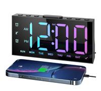 LIORQUE Digital Alarm Clocks for Bedrooms, Digital Clock with RGB LED Display, 5 Level Brightness, Dual Alarm, Snooze, DST, Alarm Clocks Bedside Mains Powered