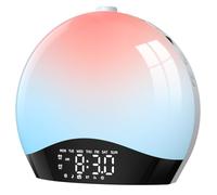 LIORQUE Sunrise Alarm Clock Wake Up Light Clock with Sunrise/Sunset Simulation, 8 Colors Atmosphere Lamp, 22 Natural Sounds, Dual Alarms, Snooze and FM Radio, Light Up Alarm Clock Bedside