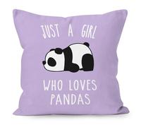 Liosei Just A Girl Who Loves Pandas Panda Bear Throw Pillow Cover 18 x 18 Inch, Panda Bear Lover Gifts for Home Room Bed Sofa Bedroom Decorations Decor(Purple)