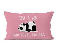 Liosei Pink Panda Throw Pillow Cover Decor, Cute Panda Bear Lovers Gifts for Girls Dorm Room Bed Sofa Bedroom Decorations Pillows Cover, Just A Girl Who Loves Pandas,(12 x 20 Inch)