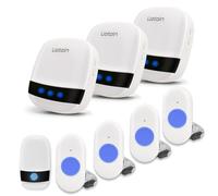 LIOTOIN Elderly Alarm Wireless Caregiver Pager Call Bell Personal Alarm for Home/Patients/Disabled Nurse Alert System SOS Panic Button 5 Waterproof Call Buttons 3 UK Plugin Receivers