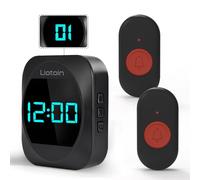 LIOTOIN Wireless Caregiver Pager Elderly Alarm Call Button Personal Alarms Call Bell for Elderly Patient Disabled Nurse Alert System 2 Waterproof Call Button 1 Plugin Receiver