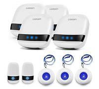 LIOTOIN Wireless Caregiver Pager Elderly Alarm Call Button Personal Alarms Call Bell Panic Alarm Systems For Elderly/Patient/Disabled/Nurse 5 Transmitter 4 Plug-in Receiver (600+ft Operating Range)