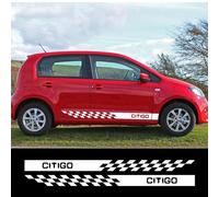 LIOUFTT 2PCS Car Vinyl Styling Side Stripes Skirt Sticker Auto Body Graphics Decals,Fit for Skoda CITIGO Tuning Car Accessories