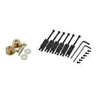 liovitor 2Pcs Golden Strap Button with Mounting Screw & 6x Metal Guitar Locked String Saddles for Floyd- Tremolo Bridge Parts