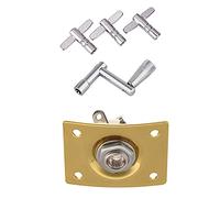 liovitor 4 Pack Drum Tuning Key with Continuous Motion Speed Key Percussion & 1x Square Style Jack Plate Guitar Bass Jack