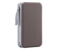LIOVODE CD Storage, 96 Capacity CD Wallet Holder Organizer Hard Plastic Disc Blu ray Storage for Car (96 Capacity, Coffee)
