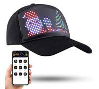 LIOVODE LED Hats, Mobile APP Control Cap Display Message Words Hats for New Year's Christmas Party Birthday Advertising Campaign (Colorful Light)