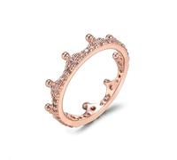 LIOYSIUT Crown Ring Colored Rose Gold White Zirconia Cubic Zirconia Ladies Birthday Gift Promise Wedding Timeless Sparkling Crown Crystal Ring In Rose 10