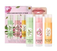 Lip Balm Gift Set,3Pcs Mini Lips Balm Multipack Reduce Lip Lines Deep Hydration,Floral Flavor Natural Lip Butter Balms Gifts for Women Teenage Girls,Lipsticks for Repair Chapped Lips or Dry Lips