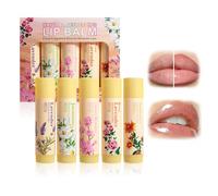 Lip Balm Gift Set,5Pcs Moisturising Lip Balm Set - Natural Formula Lips Balm Multipack for Dry Lips - Lavender Jasmine Cherry Blossom Rose Lavender Sunflower lip Mask Moisturizer, Daily Lip Care