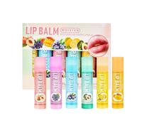 Lip Balm Gift Set, 6 Pcs Fruit Flavor Lip Balm Set for Dry Cracked Lips, Natural Organic Deep Moisturizing Vegan Lip Care Repair Cracked Dry Lips, Skin Care Gift Set For Teenager Girls