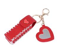 Lip Balm Holder Keychain, Lip Gloss Holder, Portable PU Leather Lip Balm Holder | Waterproof Lipstick Holder for Lipstick Ergonomic Design with Pe Buckle, red, riferimento alla descrizione