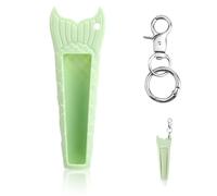 Lip Balm Holder Keychain, Portable Silicone Lip Balm Protective Case with Key Chain Lipgloss Gloss Cap Charms Compatible with Summer Fridays (Mint Pure Color)