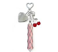 Lip Balm Holder Keyring - Lipstick Holder Keychain, Mirror Keychain, Cherry Bag Charm,Lip Gloss Holder Chain with Mini Makeup Mirror for Handbags Totes Backpacks,Valentine's Day Gift,Gifts for Women